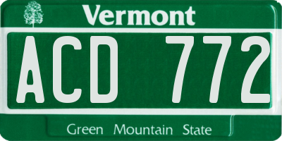 VT license plate ACD772