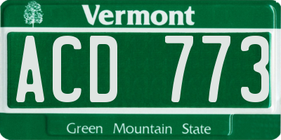 VT license plate ACD773