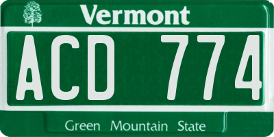 VT license plate ACD774