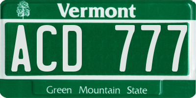 VT license plate ACD777