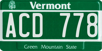 VT license plate ACD778