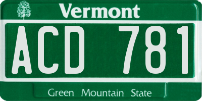 VT license plate ACD781