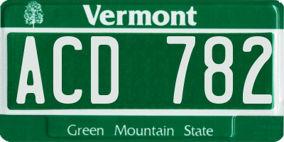 VT license plate ACD782