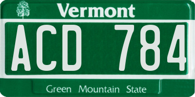 VT license plate ACD784