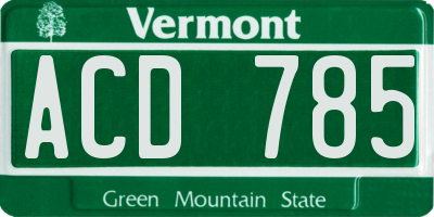 VT license plate ACD785