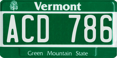 VT license plate ACD786