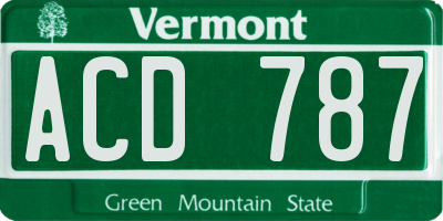 VT license plate ACD787