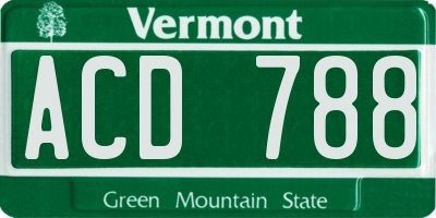 VT license plate ACD788