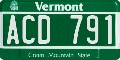 VT license plate ACD791