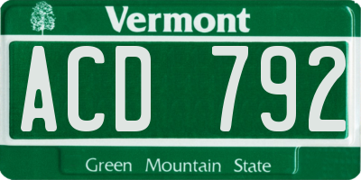 VT license plate ACD792