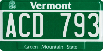 VT license plate ACD793