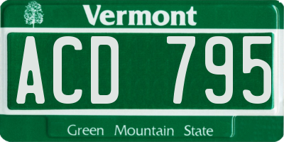 VT license plate ACD795