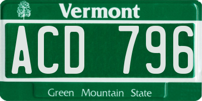 VT license plate ACD796