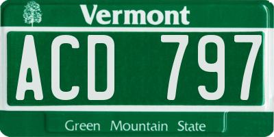 VT license plate ACD797