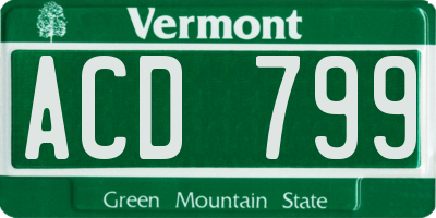 VT license plate ACD799