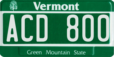 VT license plate ACD800