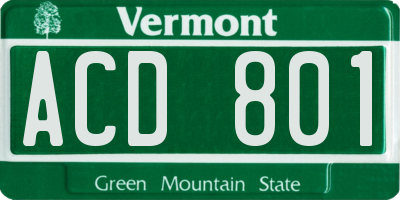 VT license plate ACD801