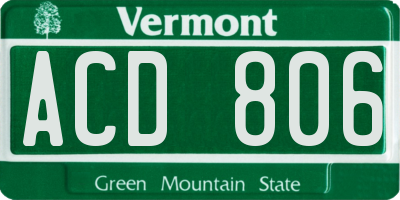 VT license plate ACD806