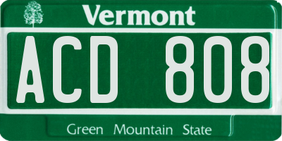 VT license plate ACD808