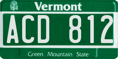 VT license plate ACD812