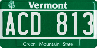 VT license plate ACD813