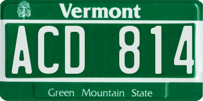 VT license plate ACD814