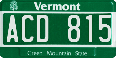 VT license plate ACD815