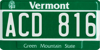 VT license plate ACD816