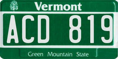 VT license plate ACD819