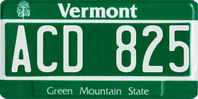 VT license plate ACD825