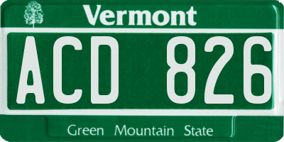 VT license plate ACD826