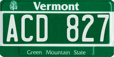 VT license plate ACD827