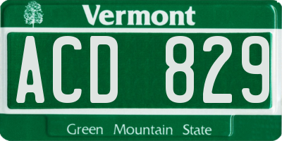 VT license plate ACD829