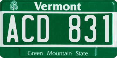 VT license plate ACD831