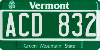 VT license plate ACD832