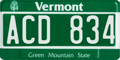 VT license plate ACD834