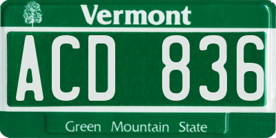 VT license plate ACD836