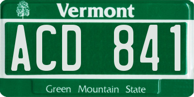 VT license plate ACD841