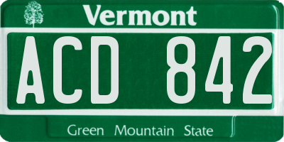 VT license plate ACD842