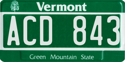 VT license plate ACD843