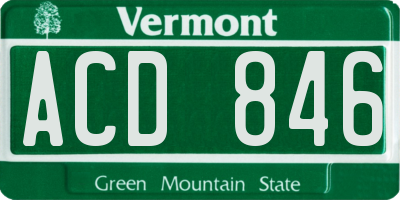 VT license plate ACD846