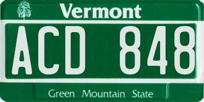 VT license plate ACD848