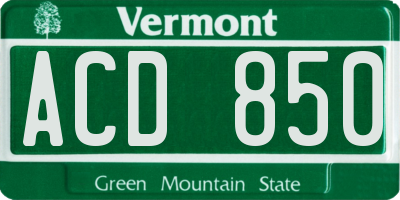 VT license plate ACD850