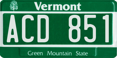 VT license plate ACD851