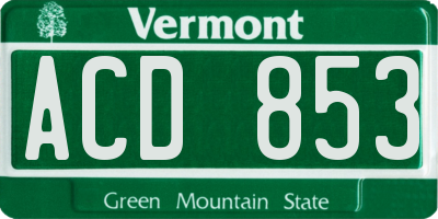 VT license plate ACD853