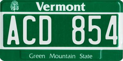 VT license plate ACD854