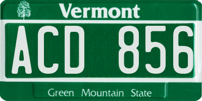 VT license plate ACD856