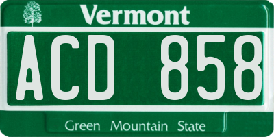 VT license plate ACD858