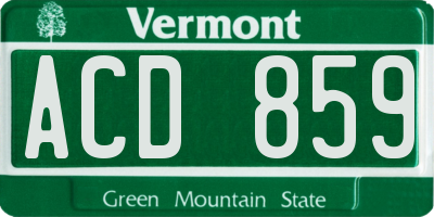 VT license plate ACD859