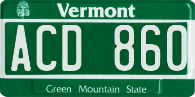 VT license plate ACD860